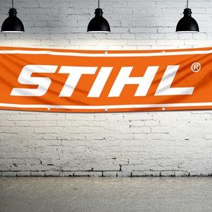 STIHL Machinery Logo Vinyl Banner 1.5x6ft Sign Heavy Duty Machine Shop Store Man
